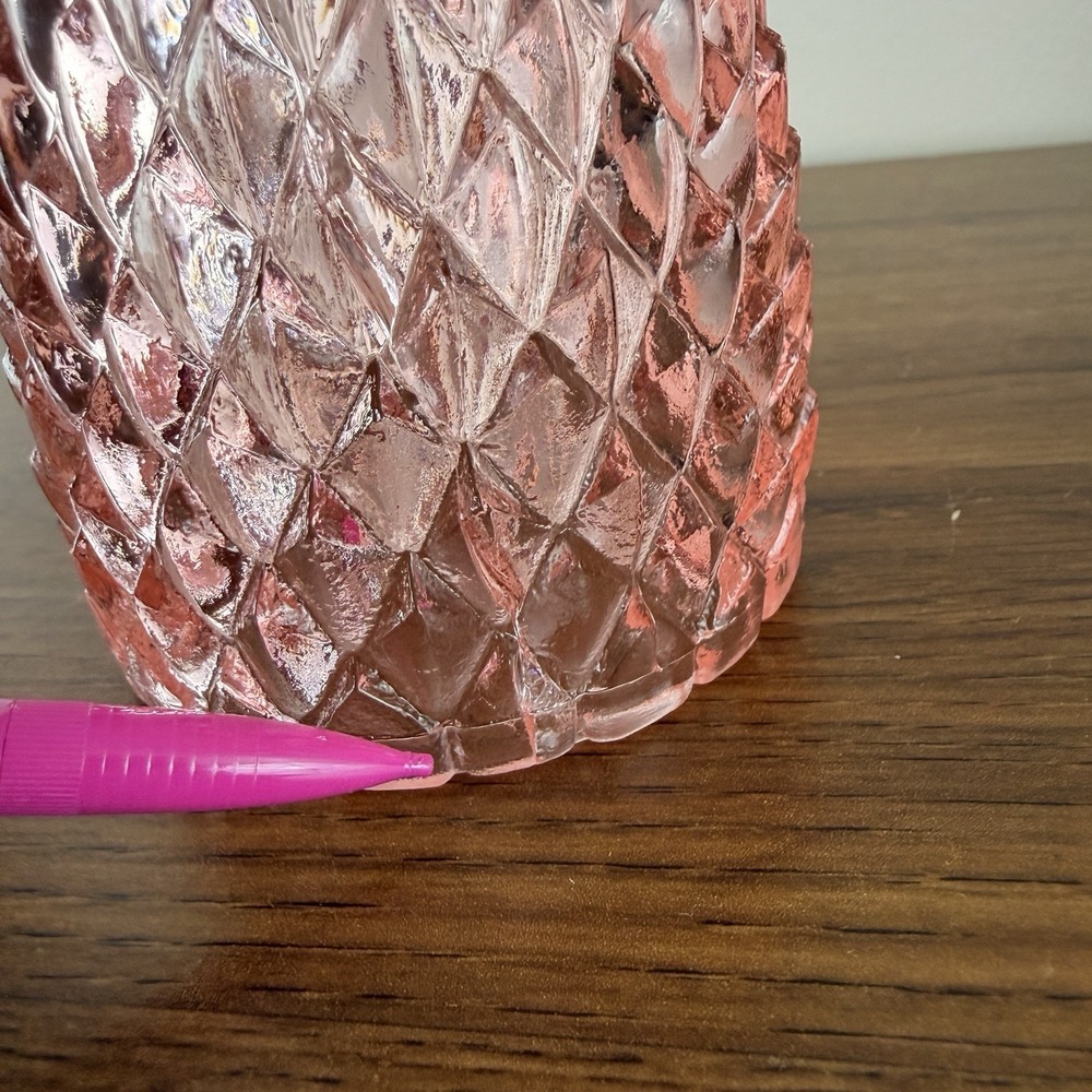 Vintage Pink Diamond Pineapple Fairy Lamp Shade Top Brooke Crescent Style Glass - Picture 4 of 11